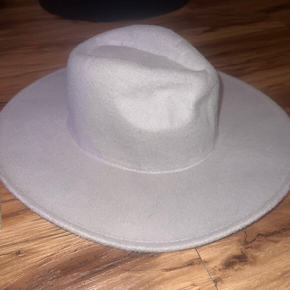 Light Gray Felt Fedora Hat | Wide Brim Wool Look Minimalist Style - Picture 8 of 10